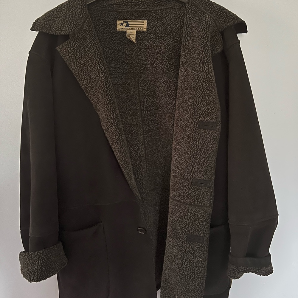Vintage Black Faux Shearling  Jacket